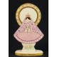 Virgen de pie, 20 cm, manto rosa