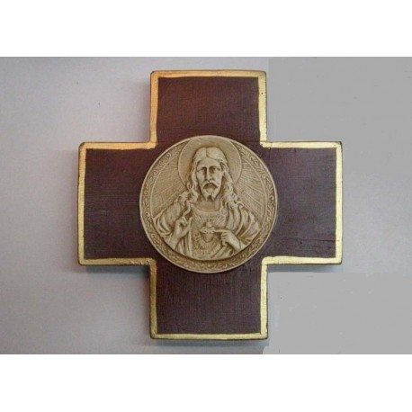 Cruz con medallón del Sagrado Corazón, bordó.