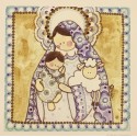 Estampita Virgen con Niño y oveja.