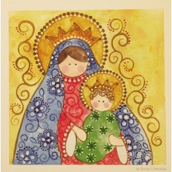 Estampita Virgen con Niño con coronas.