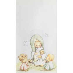 Estampita Virgen con Niño y niños.